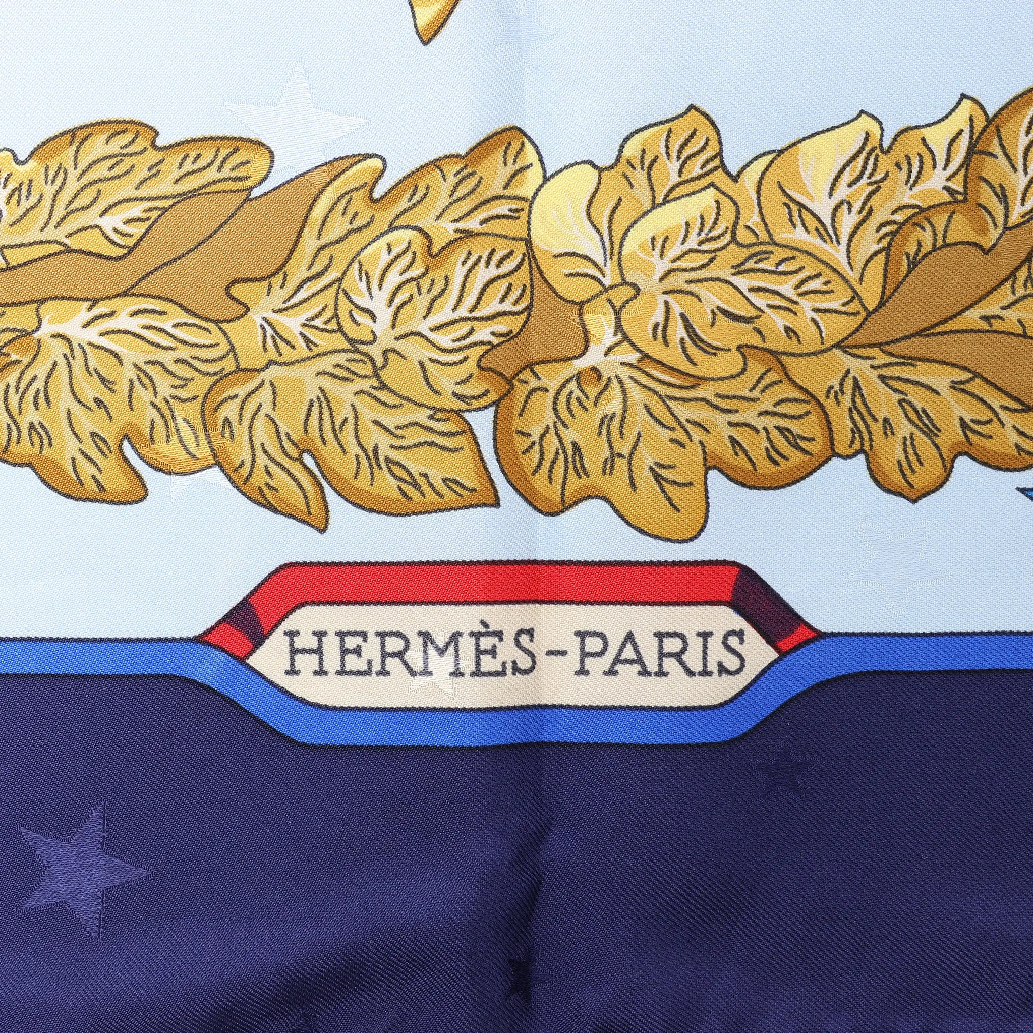 Hermès Carré 90 "Emblemes de L'Europe" Silk handkerchief in Navy Blue