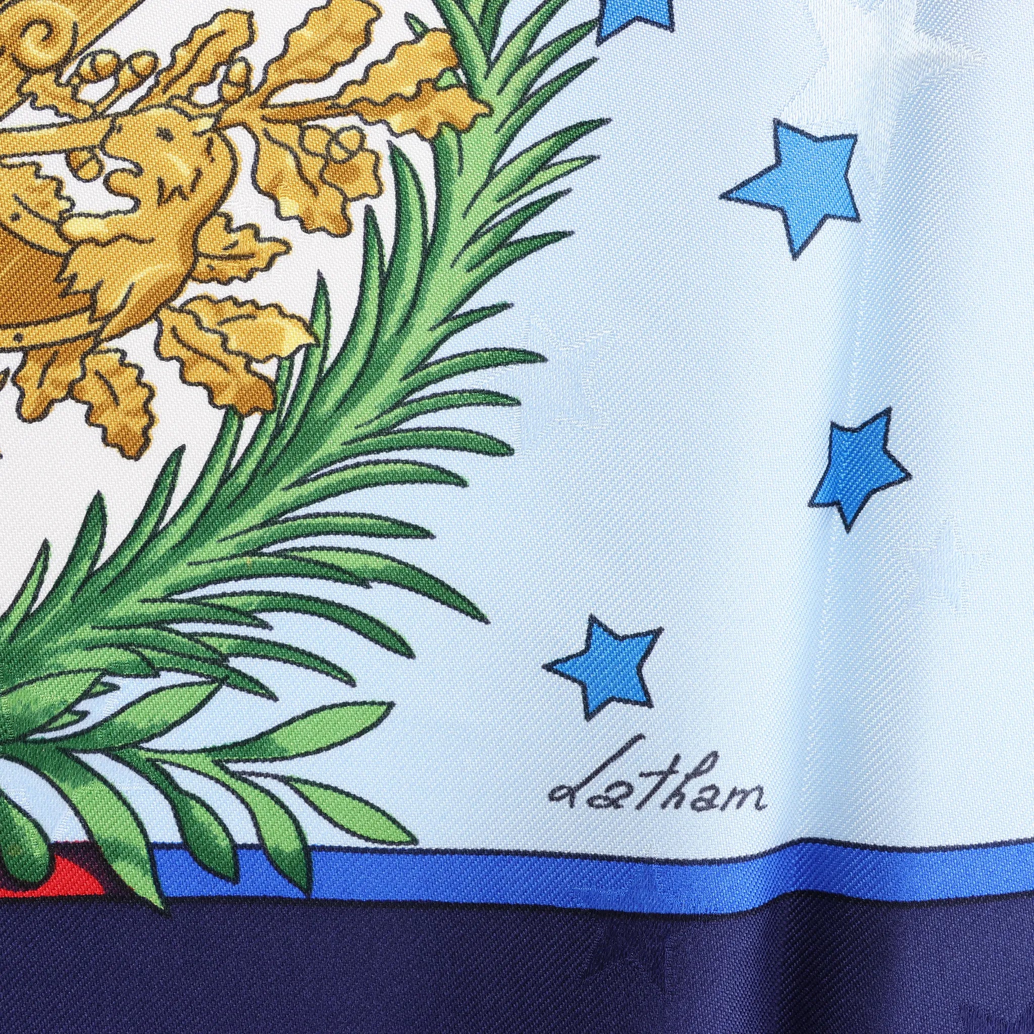 Hermès Carré 90 "Emblemes de L'Europe" Silk handkerchief in Navy Blue