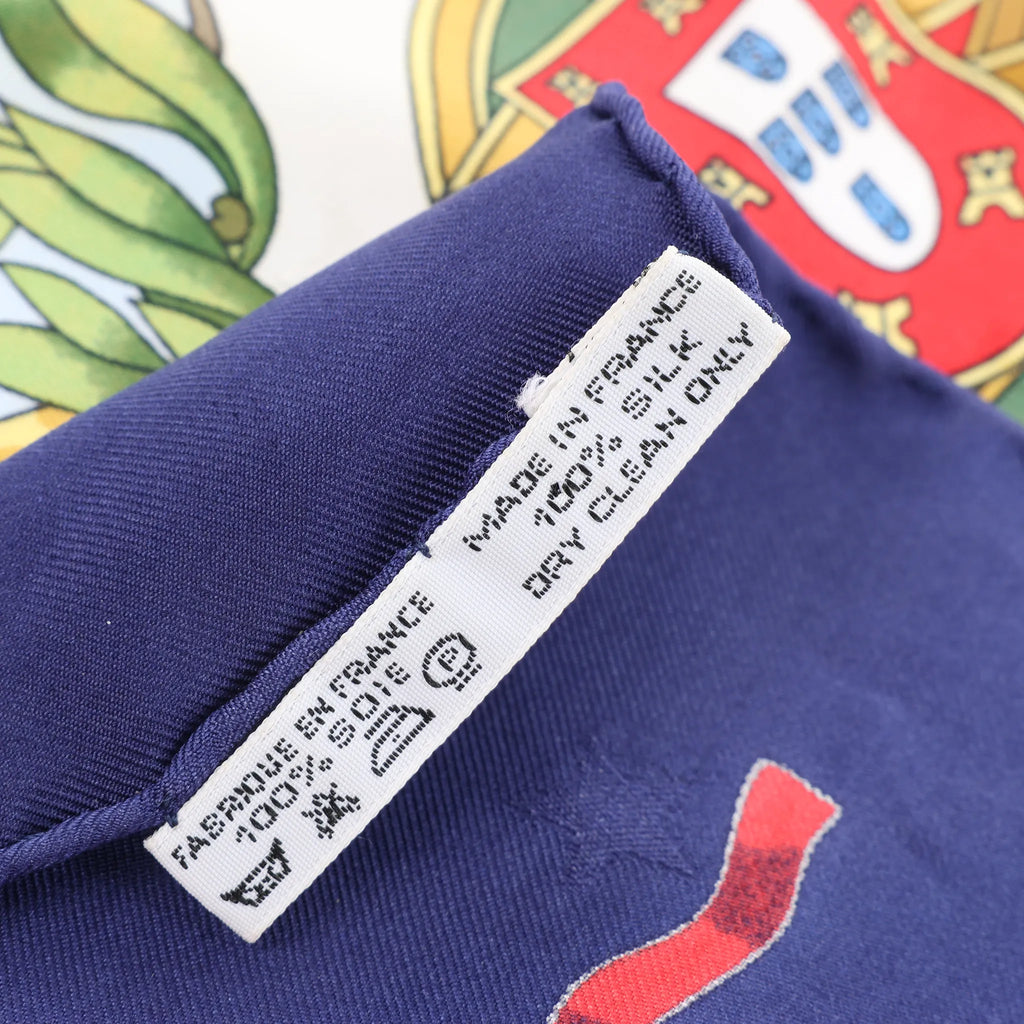 Hermès Carré 90 "Emblemes de L'Europe" Silk handkerchief in Navy Blue