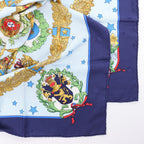 Hermès Carré 90 "Emblemes de L'Europe" Silk handkerchief in Navy Blue