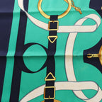 Hermès Carré 90 "Eperon d'or" Silk handkerchief in Navy Blue