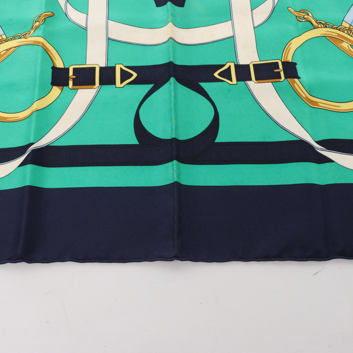 Hermès Carré 90 "Eperon d'or" Silk handkerchief in Navy Blue