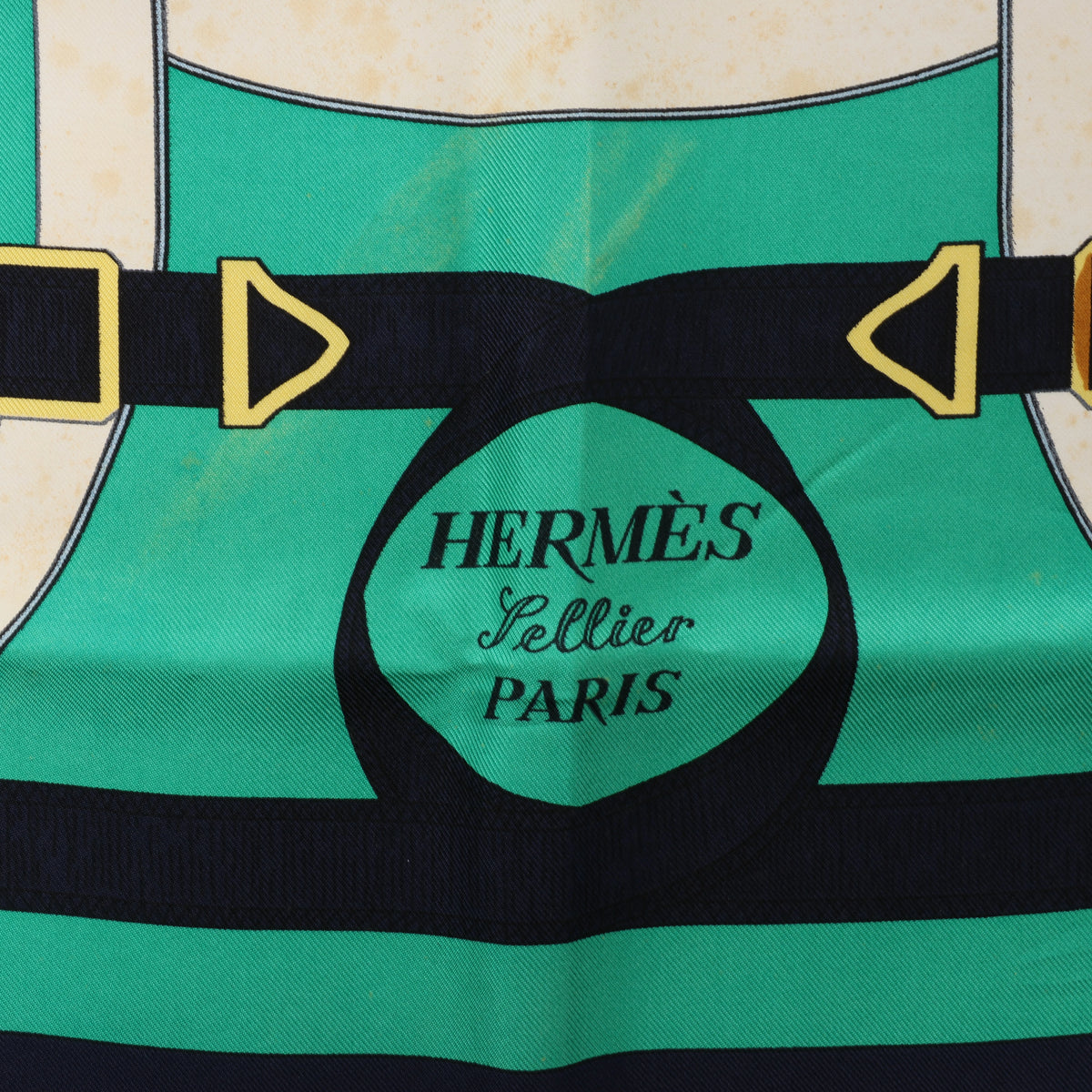 Hermès Carré 90 "Eperon d'or" Silk handkerchief in Navy Blue