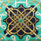 Hermès Carré 90 "Eperon d'or" Silk handkerchief in Navy Blue