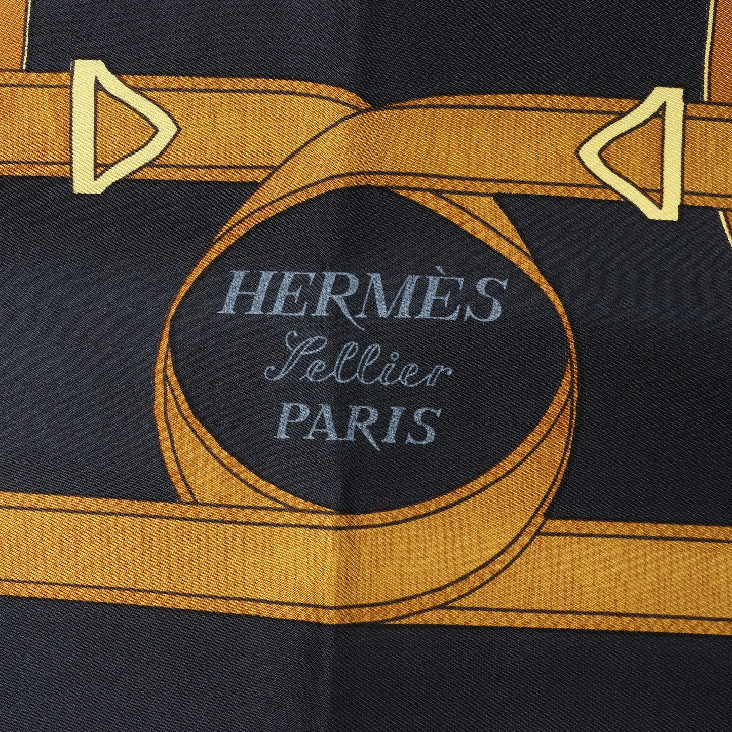 Hermès Carré 90 "Eperon d'or" Silk handkerchief in Black