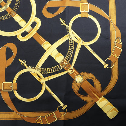 Hermès Carré 90 "Eperon d'or" Silk handkerchief in Black