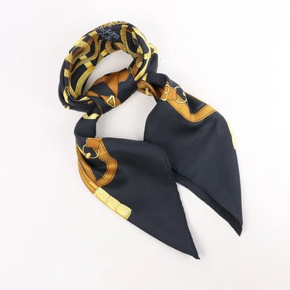 Hermès Carré 90 "Eperon d'or" Silk handkerchief in Black