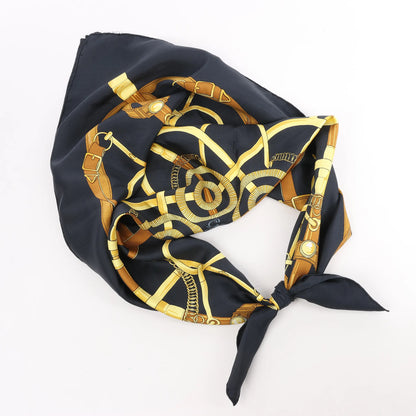 Hermès Carré 90 "Eperon d'or" Silk handkerchief in Black