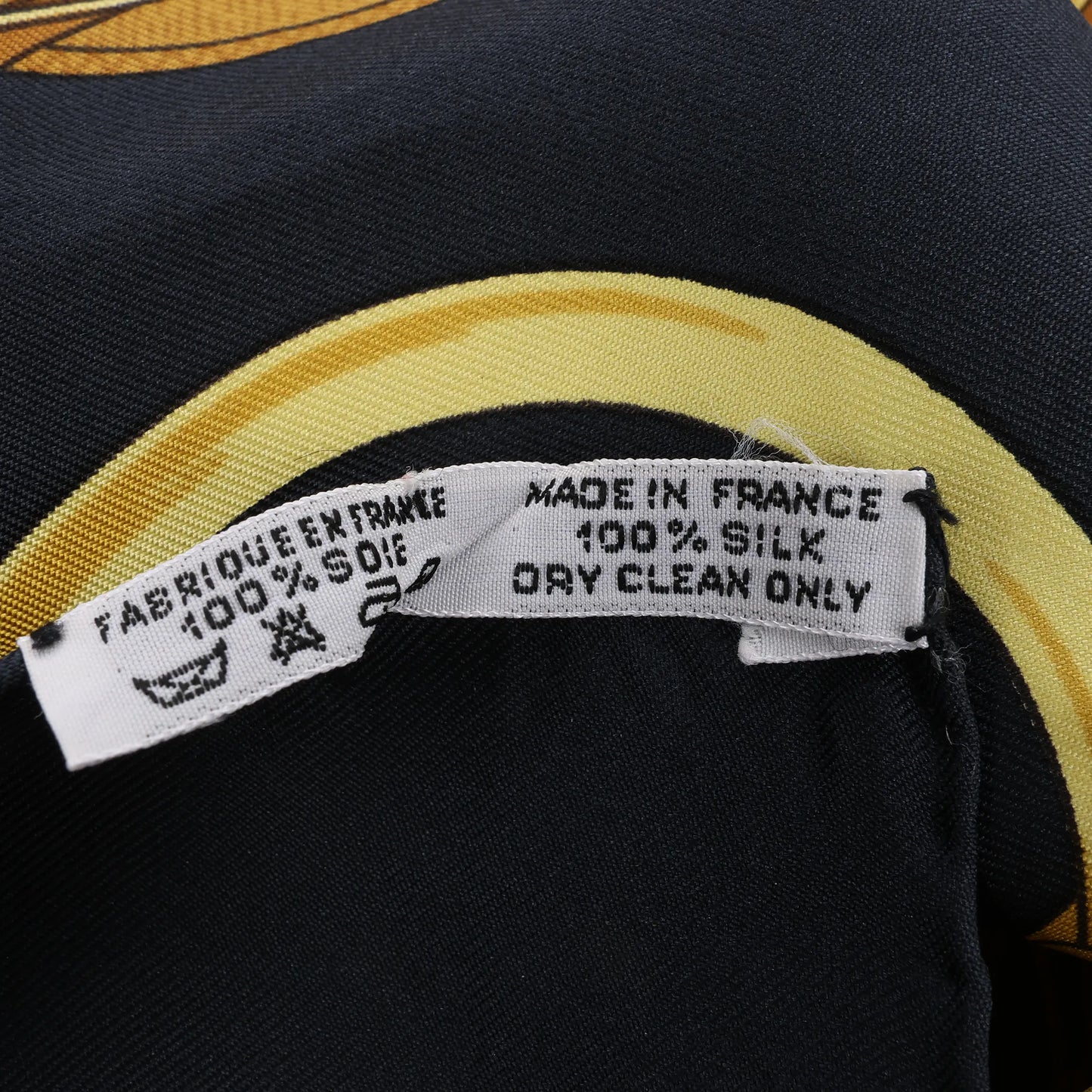 Hermès Carré 90 "Eperon d'or" Silk handkerchief in Black