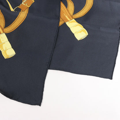 Hermès Carré 90 "Eperon d'or" Silk handkerchief in Black