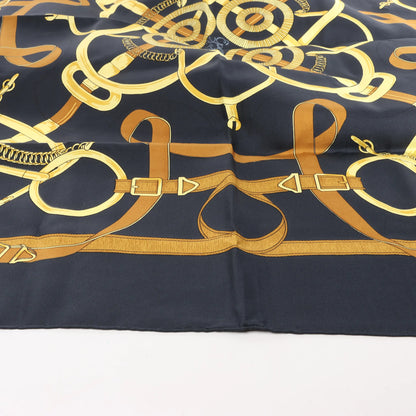 Hermès Carré 90 "Eperon d'or" Silk handkerchief in Black