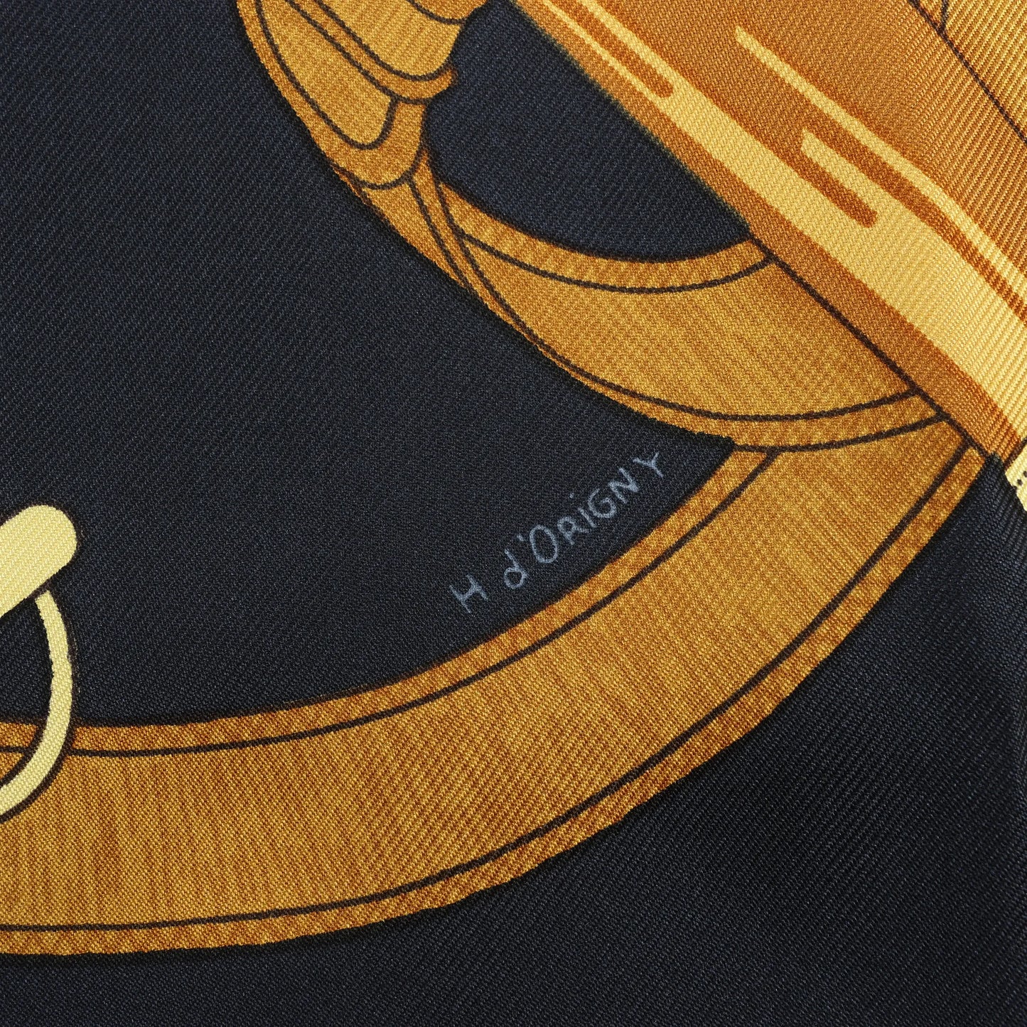 Hermès Carré 90 "Eperon d'or" Silk handkerchief in Black