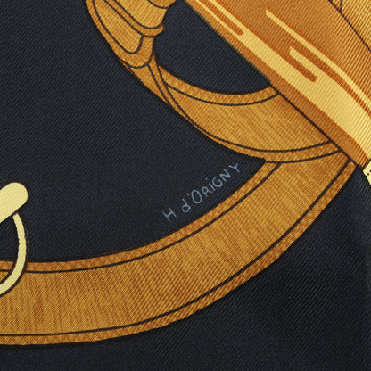 Hermès Carré 90 "Eperon d'or" Silk handkerchief in Black