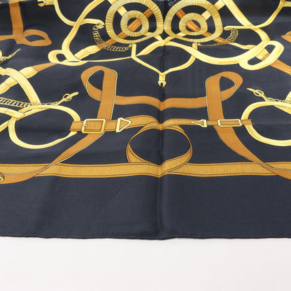 Hermès Carré 90 "Eperon d'or" Silk handkerchief in Black