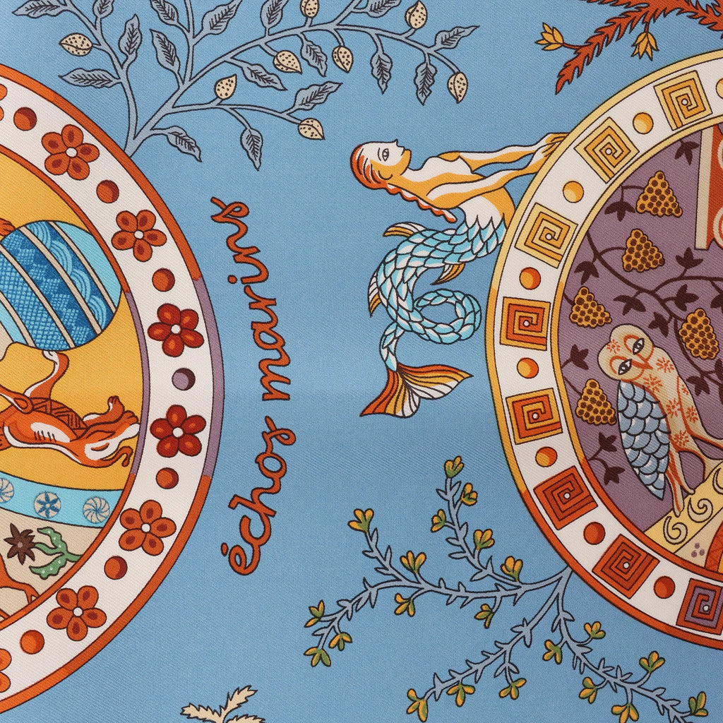 Hermès Carré 90 "Escales Méditerranéennes" Silk handkerchief in Blue