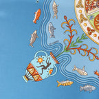 Hermès Carré 90 "Escales Méditerranéennes" Silk handkerchief in Blue