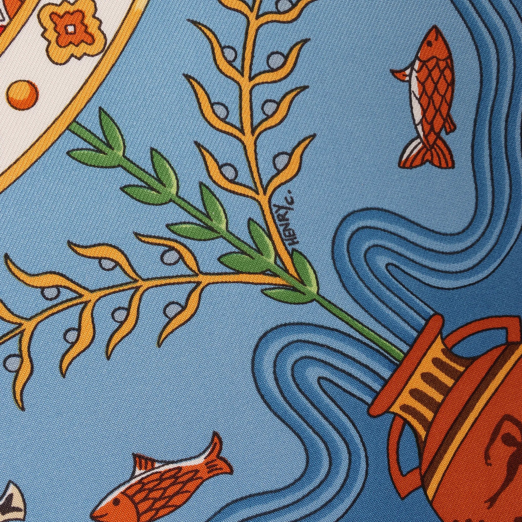 Hermès Carré 90 "Escales Méditerranéennes" Silk handkerchief in Blue