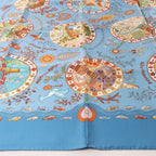 Hermès Carré 90 "Escales Méditerranéennes" Silk handkerchief in Blue