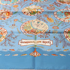 Hermès Carré 90 "Escales Méditerranéennes" Silk handkerchief in Blue