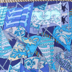 Hermès Carré 90 "Etendards et Bonnieres flag" Cashmere x Silk handkerchief in Blue