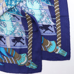 Hermès Carré 90 "Etendards et Bonnieres flag" Cashmere x Silk handkerchief in Blue