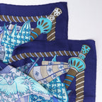 Hermès Carré 90 "Etendards et Bonnieres flag" Cashmere x Silk handkerchief in Blue