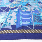 Hermès Carré 90 "Etendards et Bonnieres flag" Cashmere x Silk handkerchief in Blue