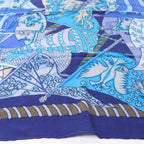 Hermès Carré 90 "Etendards et Bonnieres flag" Cashmere x Silk handkerchief in Blue