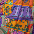 Pañuelo Hermès Carré 90 "Etendards et Bonnieres flag" de cachemir y seda en color azul