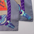 Pañuelo Hermès Carré 90 "Etendards et Bonnieres flag" de cachemir y seda en color azul