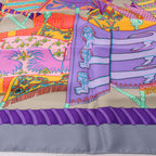 Pañuelo Hermès Carré 90 "Etendards et Bonnieres flag" de cachemir y seda en color azul