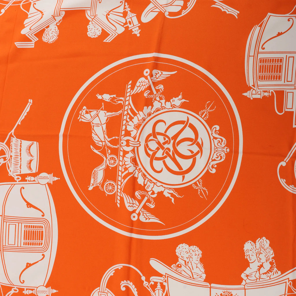 Hermès Carré 90 "Ex-Libris" Silk handkerchief in Orange