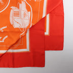 Hermès Carré 90 "Ex-Libris" Silk handkerchief in Orange