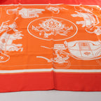 Hermès Carré 90 "Ex-Libris" Silk handkerchief in Orange