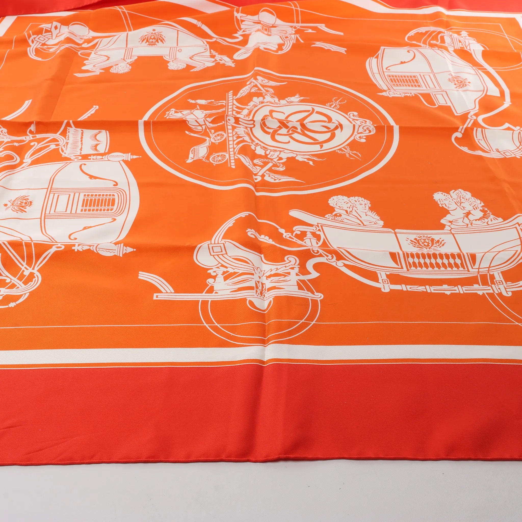 Hermès Carré 90 "Ex-Libris" Silk handkerchief in Orange