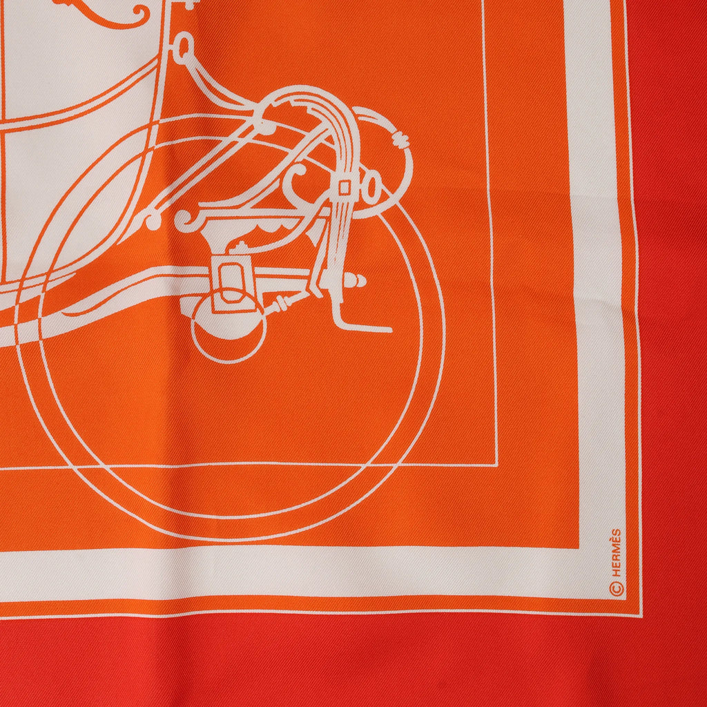 Hermès Carré 90 "Ex-Libris" Silk handkerchief in Orange
