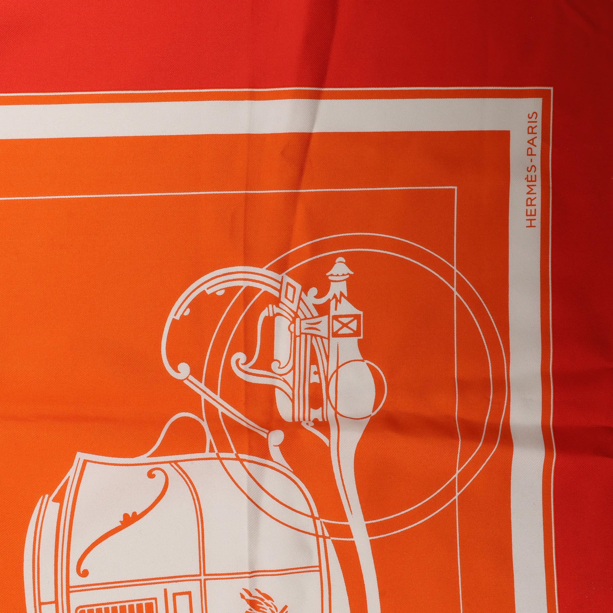 Hermès Carré 90 "Ex-Libris" Silk handkerchief in Orange