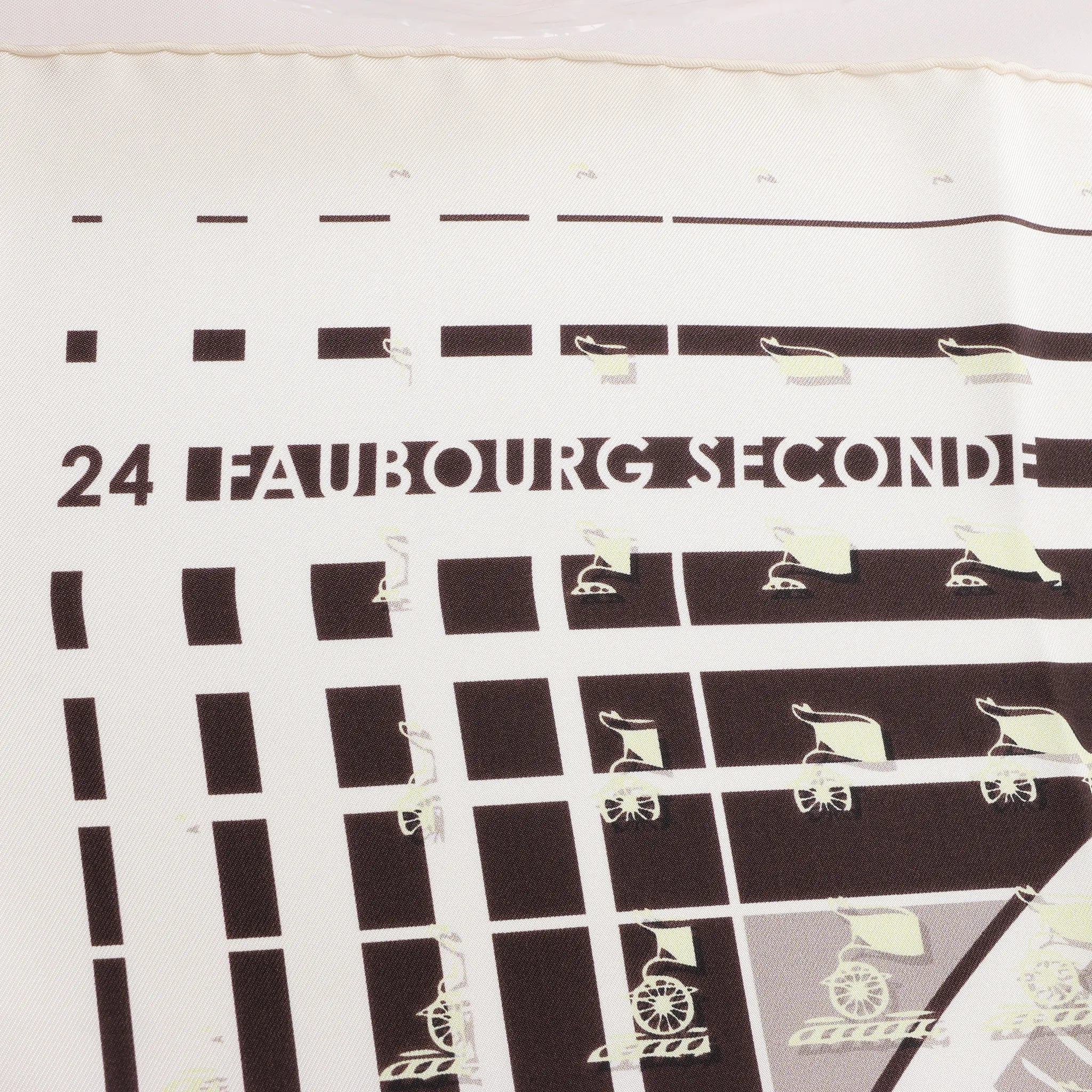 Hermès Carré 90 "FAUBOURG SECONDE" Silk handkerchief in Yellow x Black x White