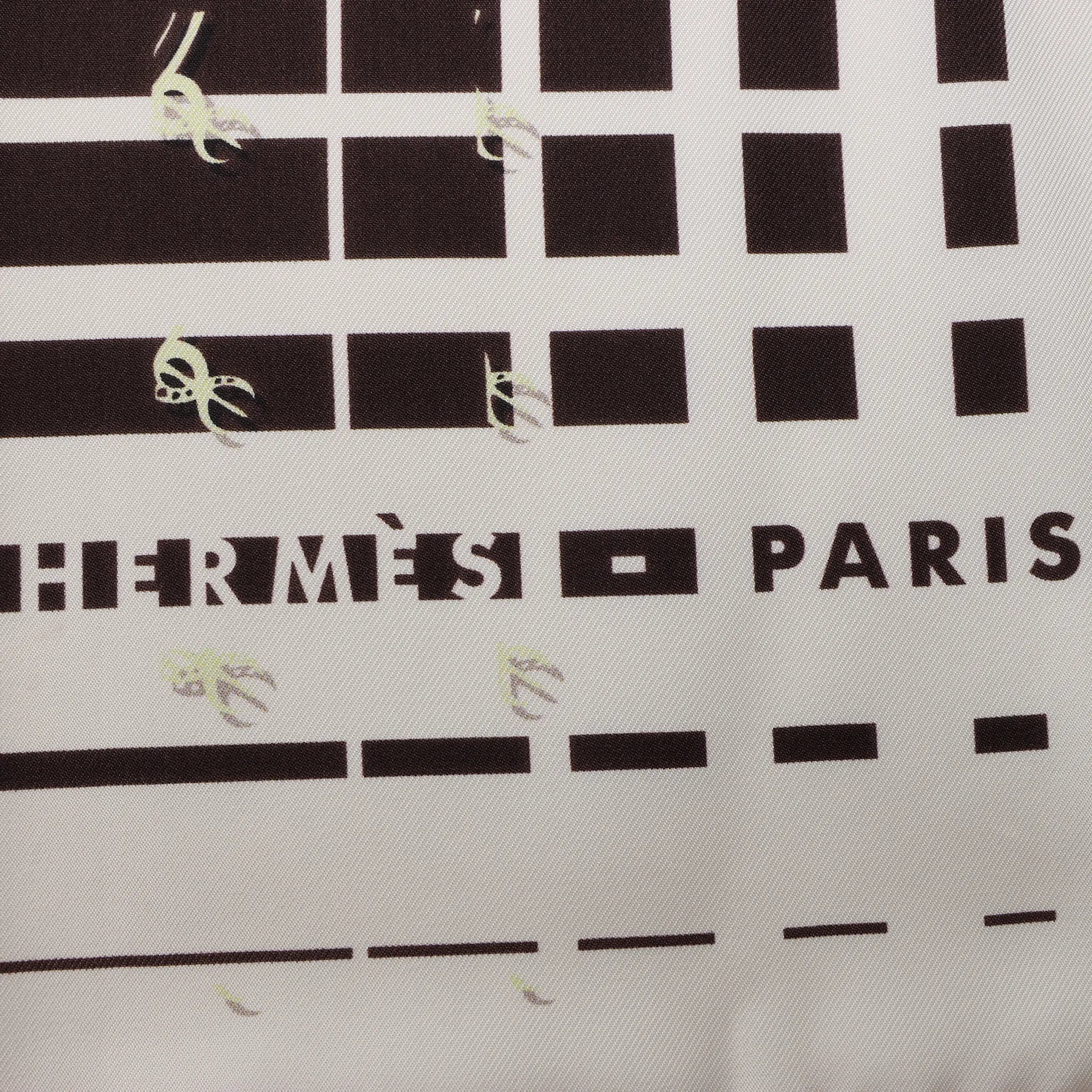 Hermès Carré 90 "FAUBOURG SECONDE" Silk handkerchief in Yellow x Black x White