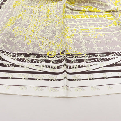 Hermès Carré 90 "FAUBOURG SECONDE" Silk handkerchief in Yellow x Black x White
