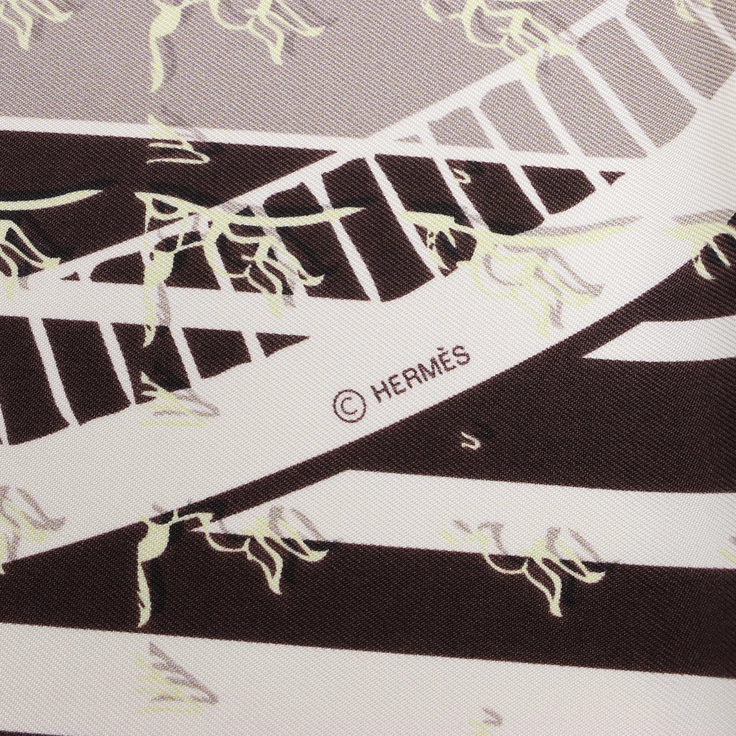 Hermès Carré 90 "FAUBOURG SECONDE" Silk handkerchief in Yellow x Black x White