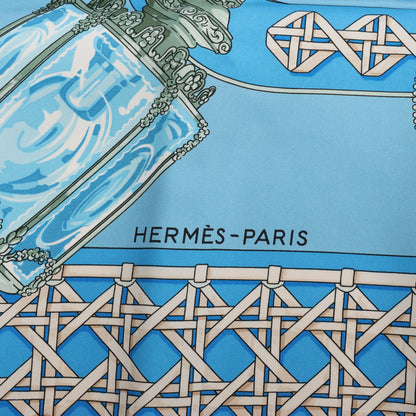 Hermès Carré 90 "FEUX DE ROUTE" Silk handkerchief in Blue