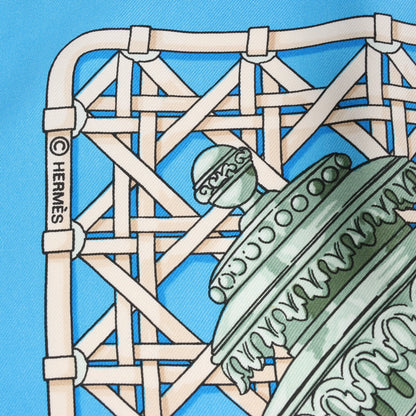 Hermès Carré 90 "FEUX DE ROUTE" Silk handkerchief in Blue