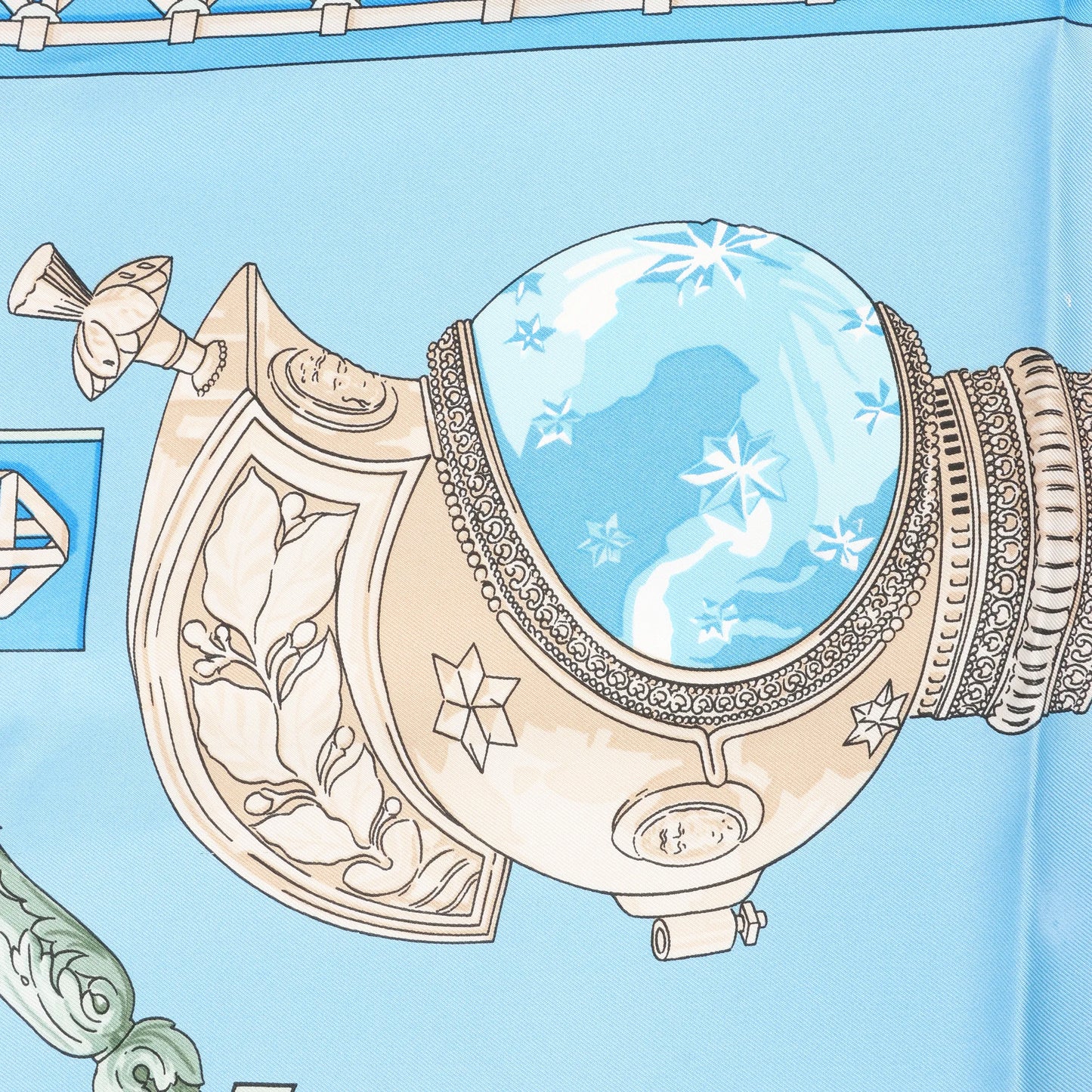 Hermès Carré 90 "FEUX DE ROUTE" Silk handkerchief in Blue