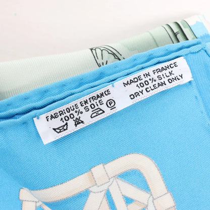 Hermès Carré 90 "FEUX DE ROUTE" Silk handkerchief in Blue