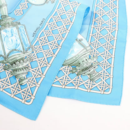 Hermès Carré 90 "FEUX DE ROUTE" Silk handkerchief in Blue