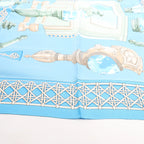 Hermès Carré 90 "FEUX DE ROUTE" Silk handkerchief in Blue