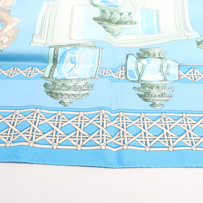 Hermès Carré 90 "FEUX DE ROUTE" Silk handkerchief in Blue