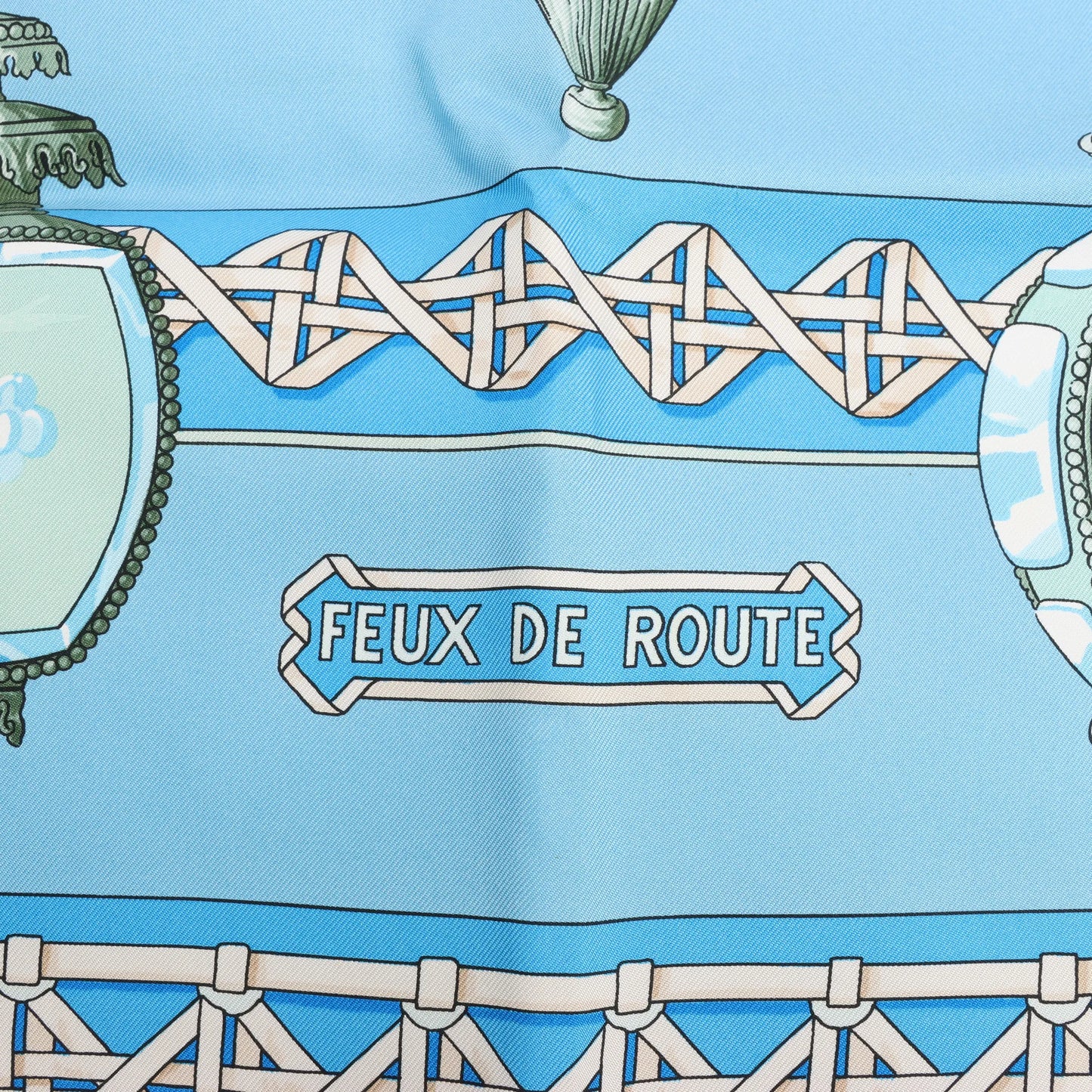 Hermès Carré 90 "FEUX DE ROUTE" Silk handkerchief in Blue
