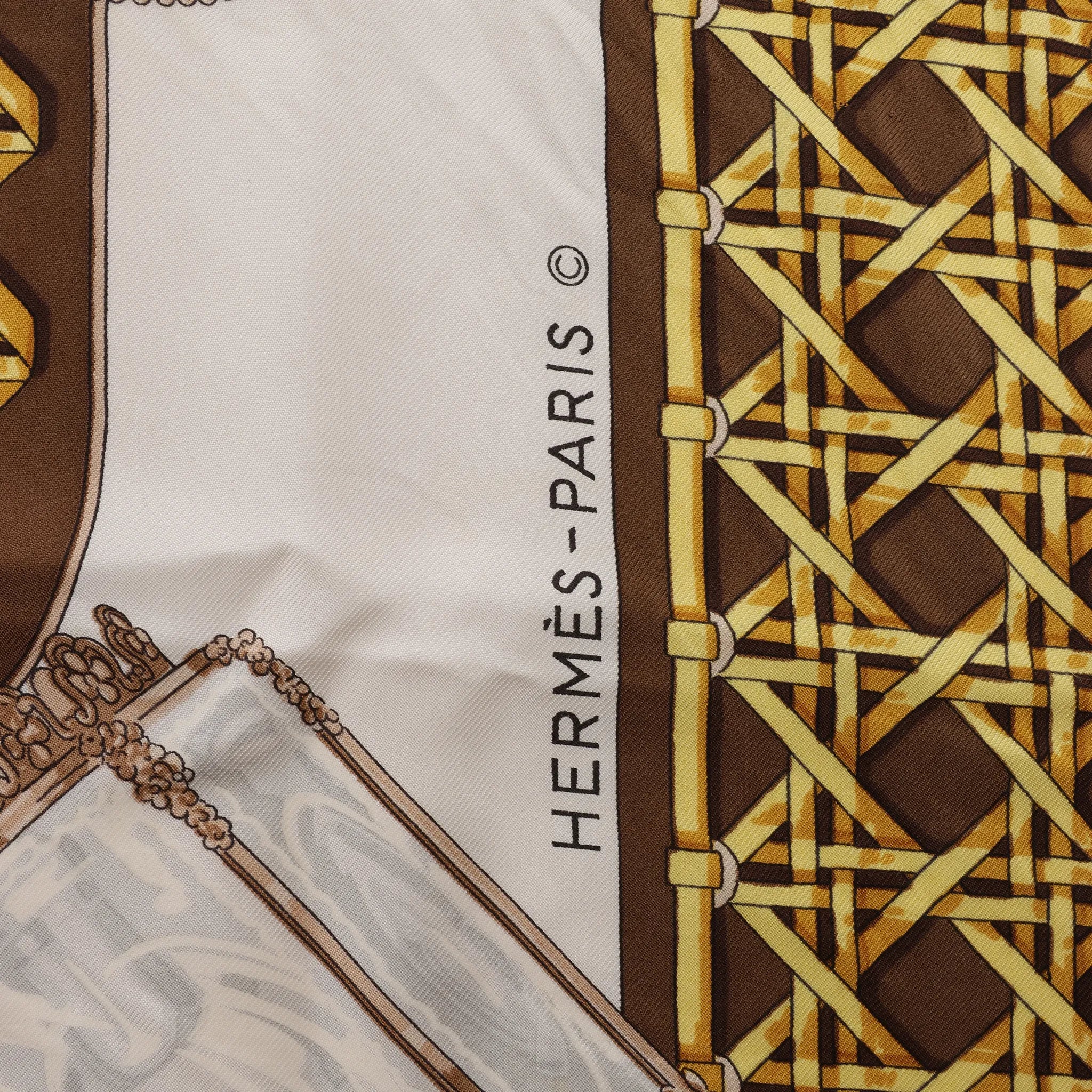 Hermès Carré 90 "FEUX DE ROUTE" Silk handkerchief in Brown